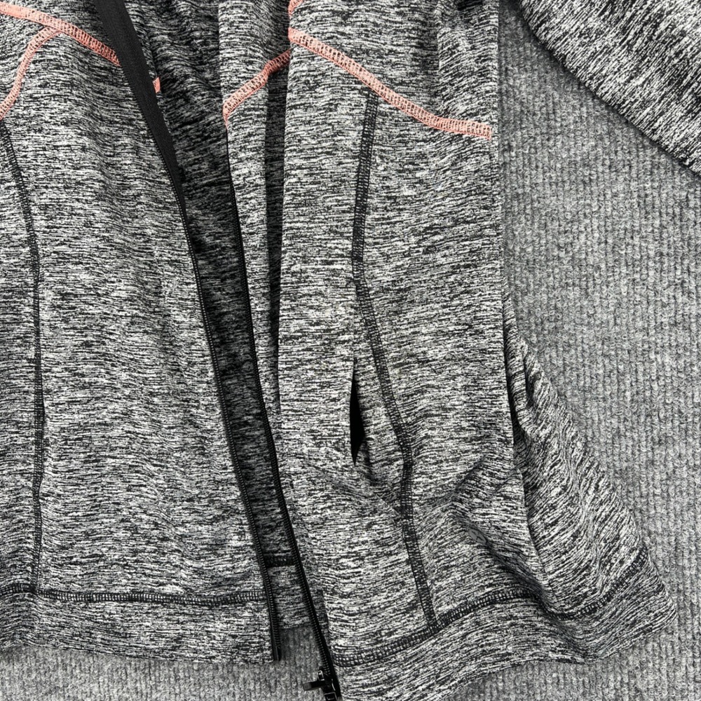 Xersion Full Zip Track Jacket Womens Medium Gray Space Dye Neon Pink Gym Running - Picture 8 of 11